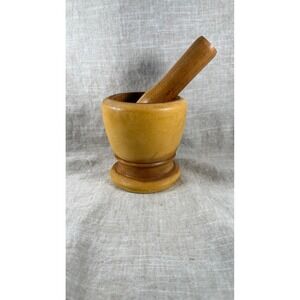 Vintage Wood Mortar and Pestle Small Kitchen Tool Rustic Apothecary